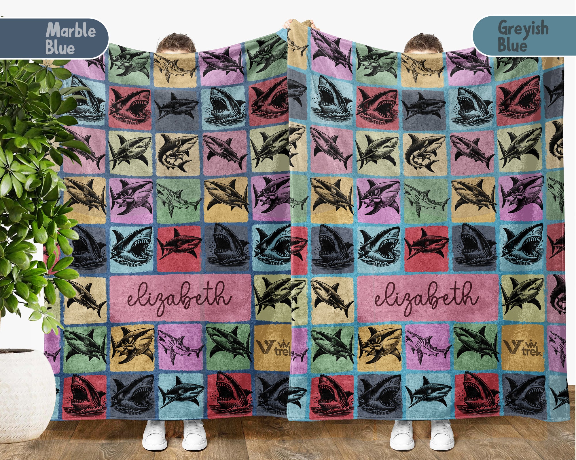 Personalized Shark Blanket – Custom Name Ocean Throw for Shark Lovers