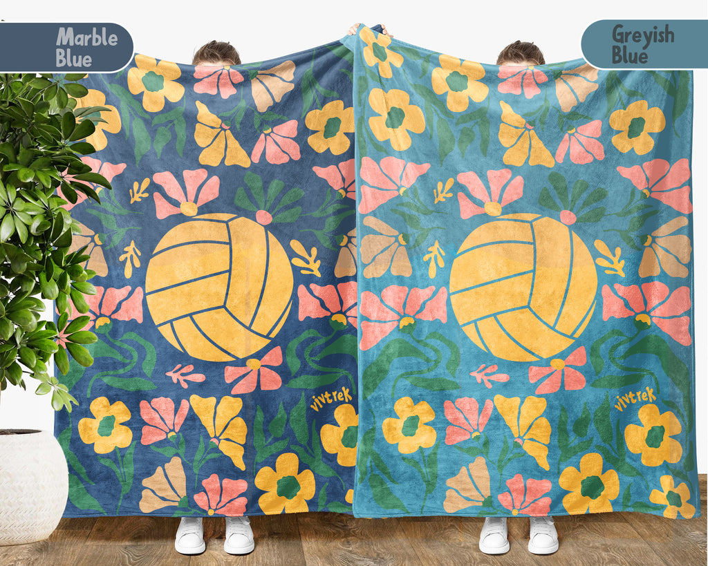 Floral Volleyball Blanket – Cozy Throw for Volleyball Lovers