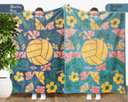 Floral Volleyball Blanket – Cozy Throw for Volleyball Lovers
