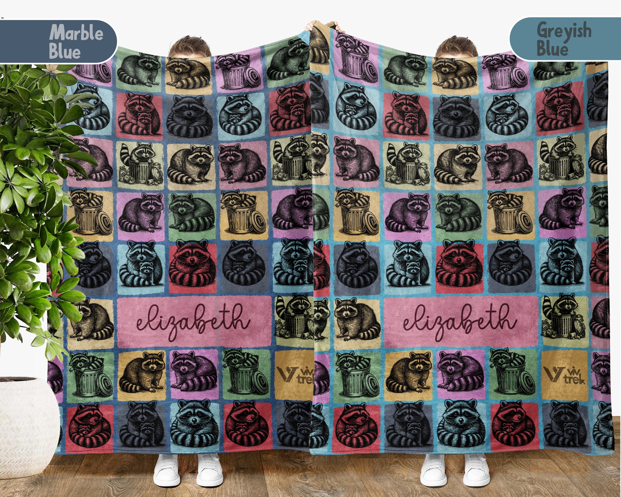 Personalized Raccoon Blanket Funny Animal Lover Throw Soft Wildlife Decor Unique Custom Name Gift for Home