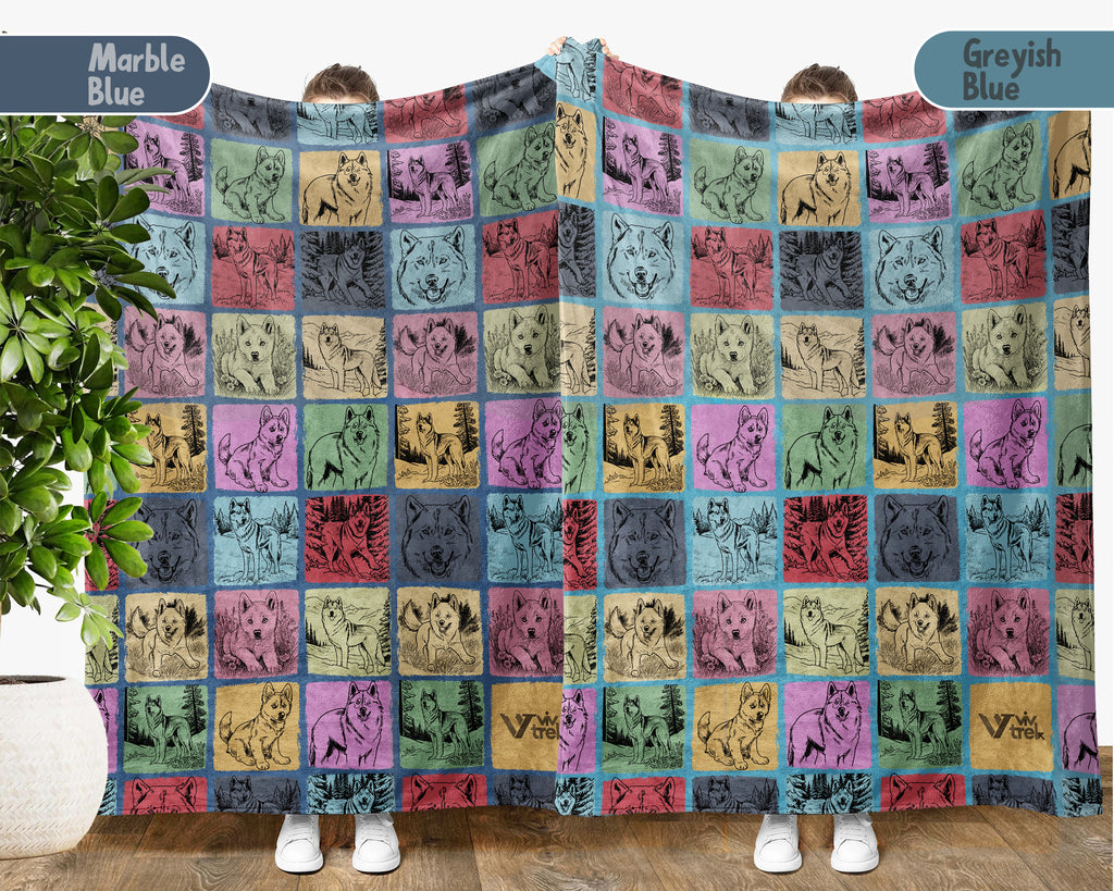 Retro Siberian Husky Blanket – Cozy Dog Lover Throw for Home