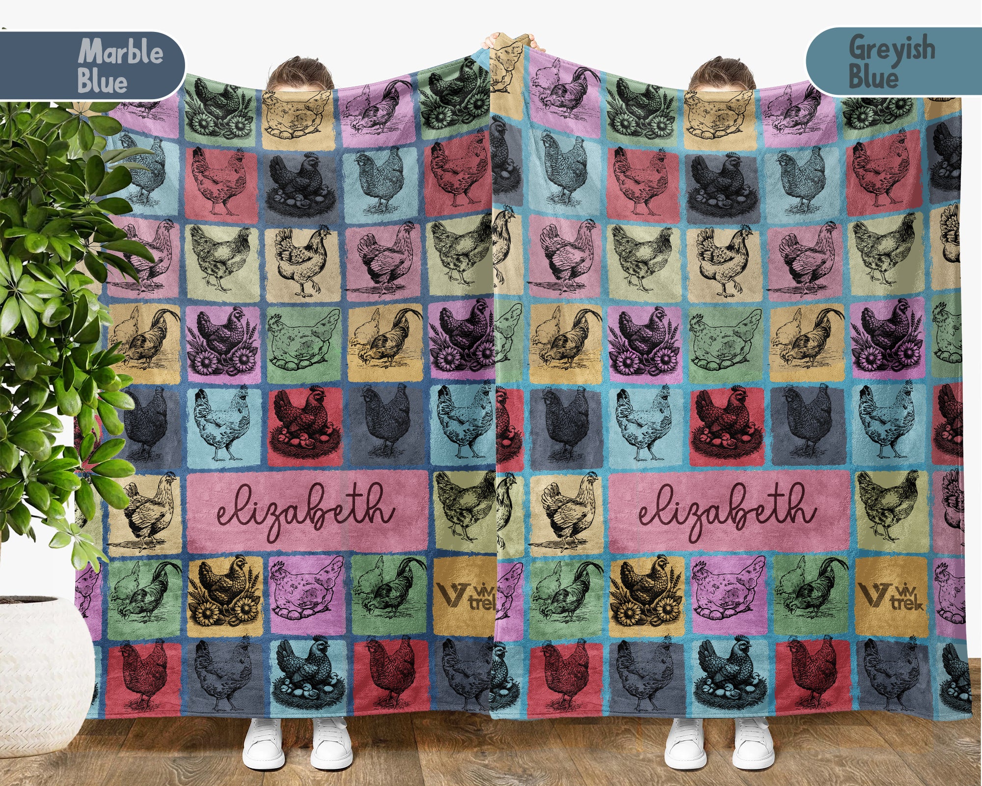 Custom Name Chicken Blanket – Personalized Farm Animal Throw