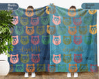 Custom Bear Blanket Personalized Name Retro Wildlife Throw Cozy Rustic Forest Decor Unique Animal Graphic Gift Home Accent
