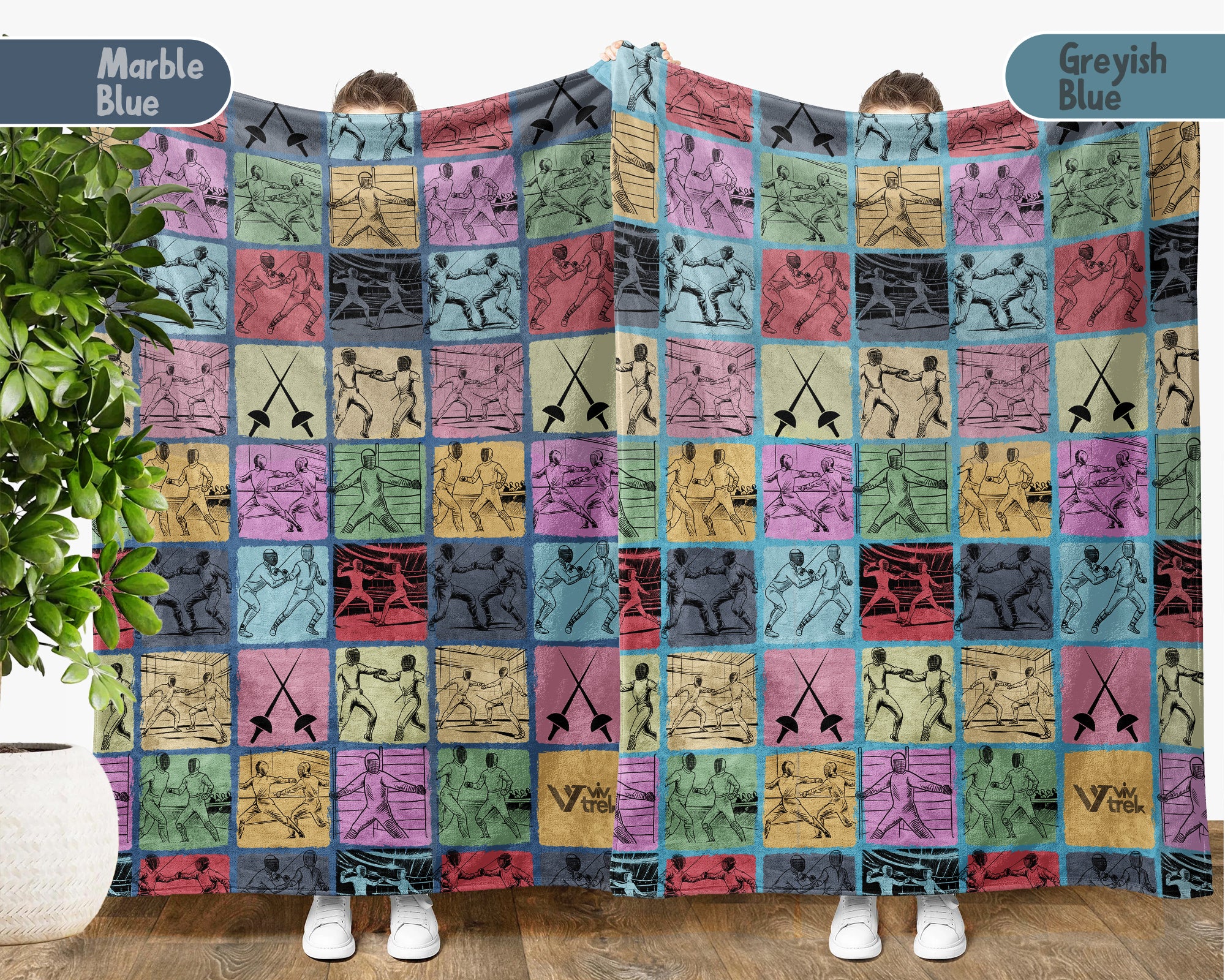 Vintage Fencing Lover Blanket – Cozy Sports Throw for Fencers