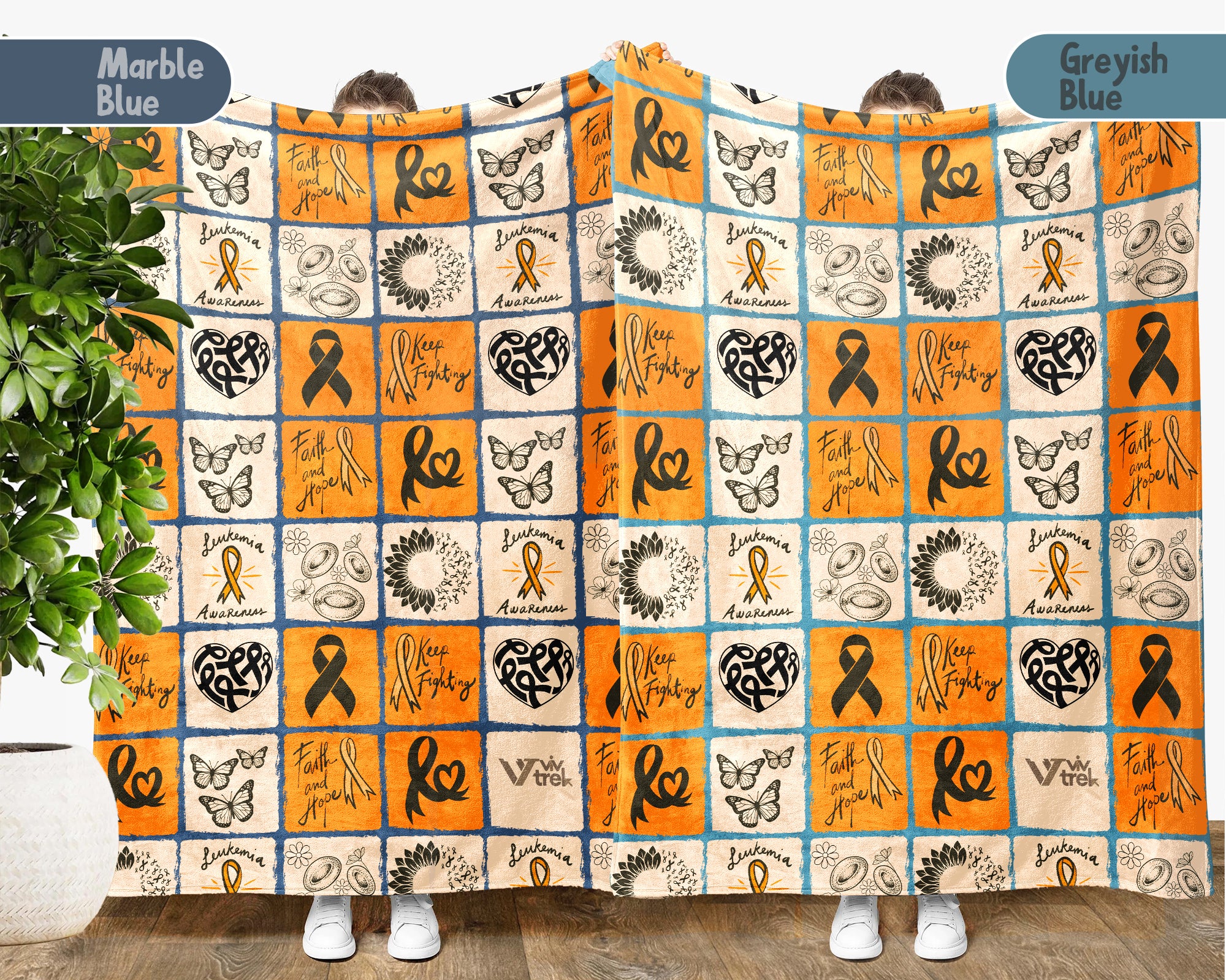 Leukemia Awareness Blanket for September, Cozy Orange Ribbon Throw for Patients, Caregivers & Family, Meaningful Support Gift For Battle Blankets