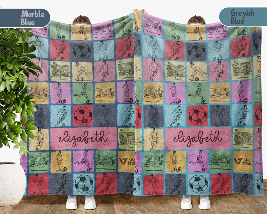 Personalized Soccer Blanket Cozy Custom Name Throw Soft Sports Decor Unique Football Lover Gift for Home Fans