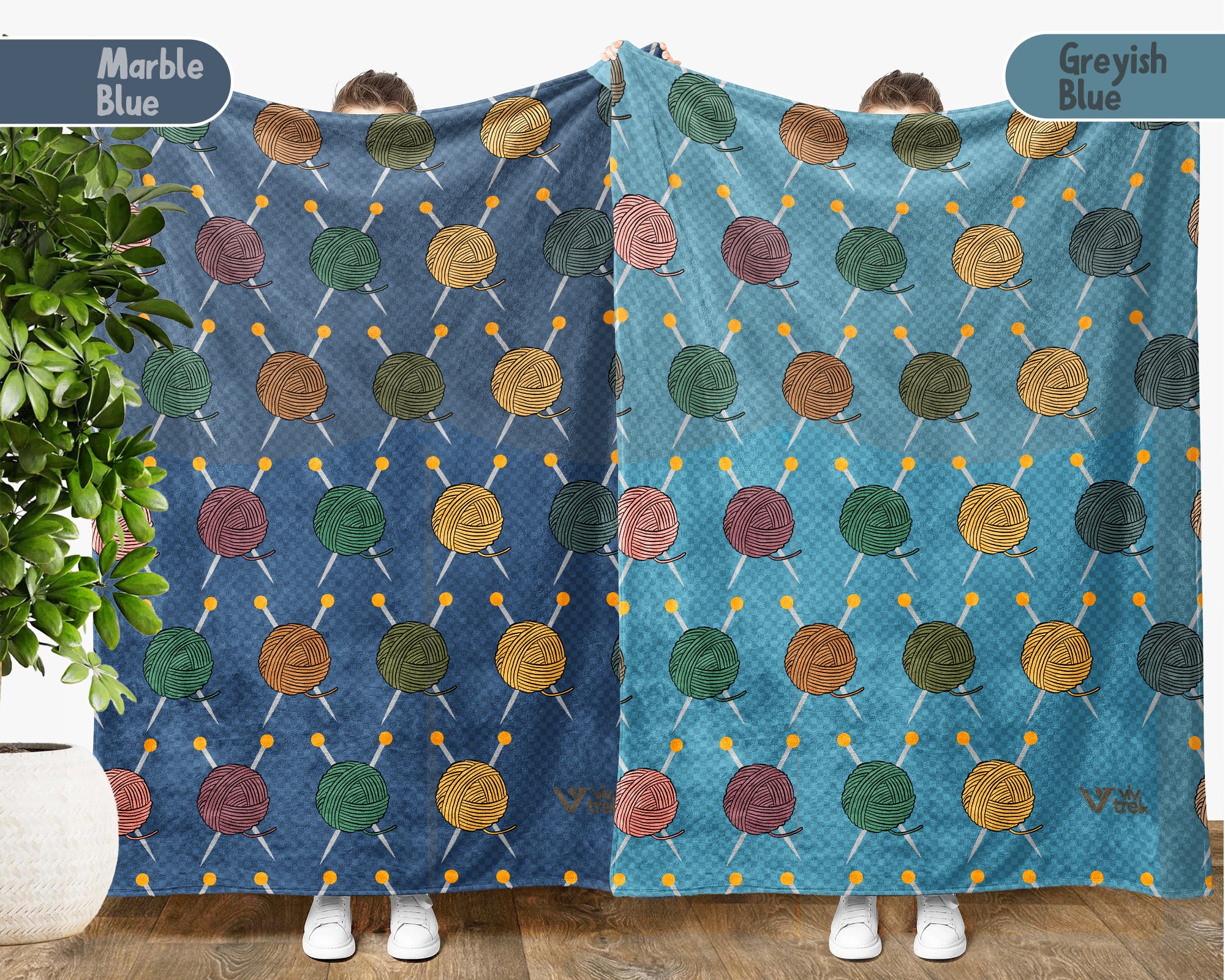 Retro Knitting Lover Blanket, Vintage Yarn Crochet Throw for Crafters, Cozy Needlework Gift and Home Accent