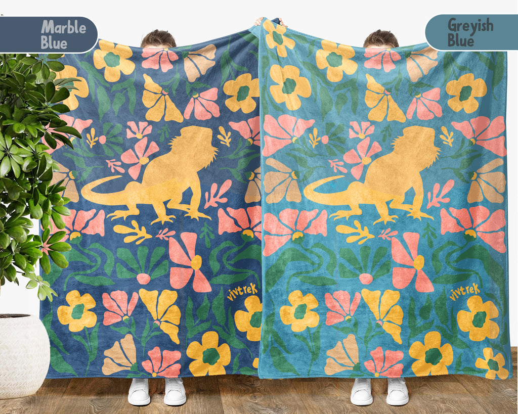 Floral Bearded Dragon Blanket – Cozy Throw for Lizard Lovers & Reptile Fans