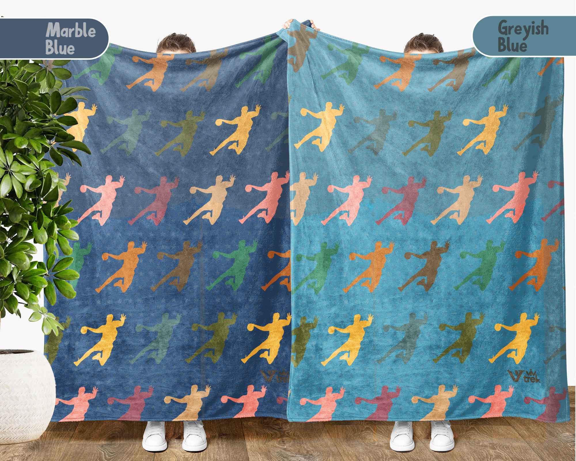 Retro Handball Blanket Cozy Sports Throw Handball Lover Fleece Blanket Sporty Gift Home Decor Idea for Game Day Couch Bedroom