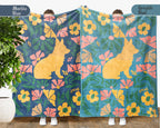 Floral Corgi Blanket – Cozy Cute Dog Lover Throw Gift