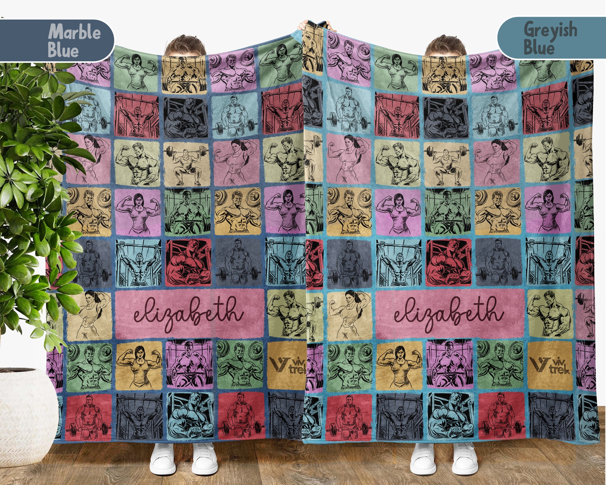 Personalized Bodybuilding Blanket Custom Name Fitness Throw, Cozy Gym Lover Gift, Sporty Home Decor for Men and Women
