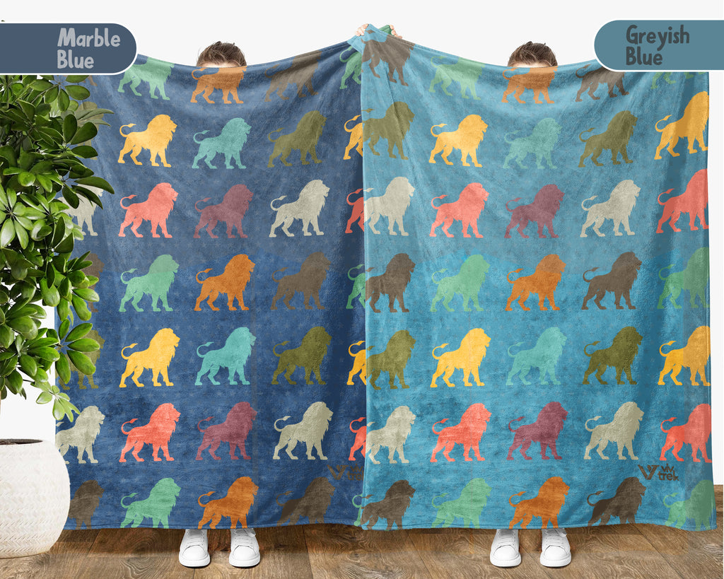 Retro Lion Blanket Gift for Animal Lovers, Cozy Wildlife Throw, Jungle Inspired Decor Accent for Bedroom and Living Spaces