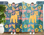 Custom Name Miniature Schnauzer Floral Blanket, Personalized Dog Throw, Cozy Vintage Schnauzer Gift for Pet Lovers