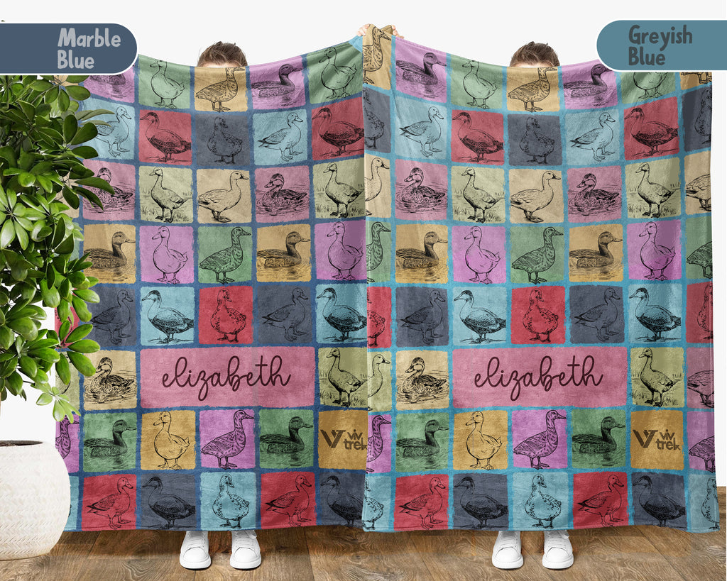 Personalized Duck Lover Blanket – Vintage Farm Animal Wildlife Throw