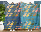 Custom Name Pelican Blanket, Cozy Retro Coastal Throw for Bird and Nature Lovers