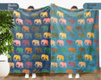 Retro Elephant Throw – Cozy Wildlife Animal Lover Blanket