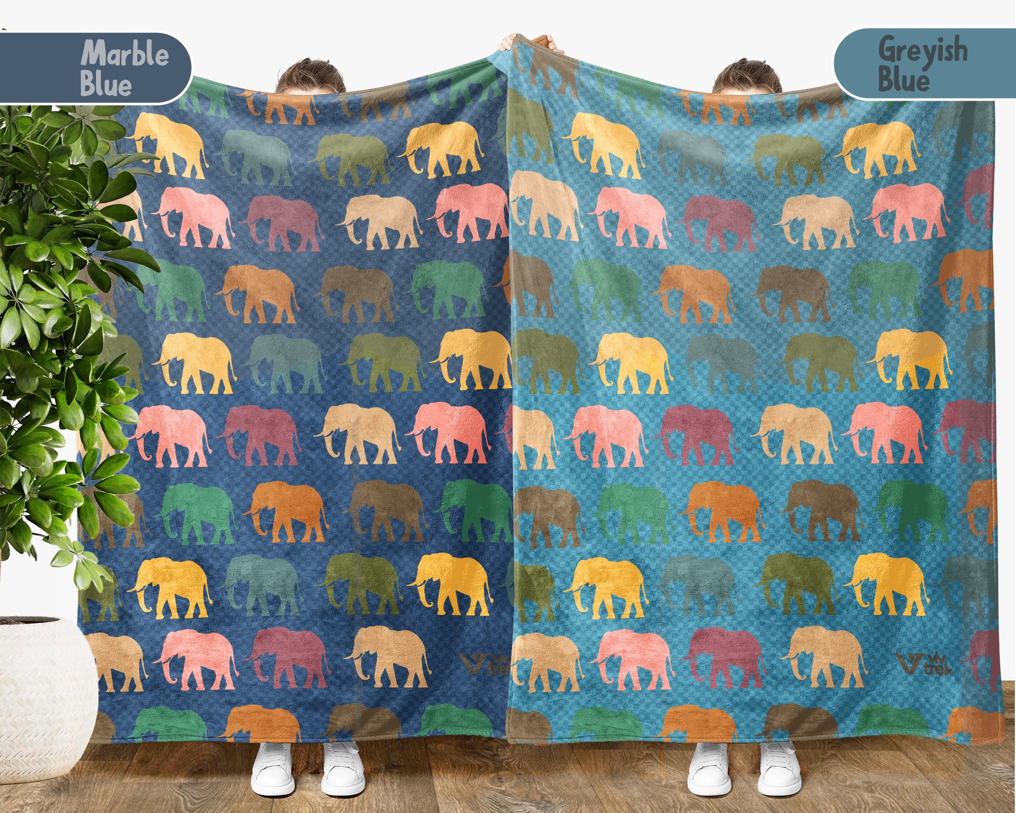 Retro Elephant Throw – Cozy Wildlife Animal Lover Blanket