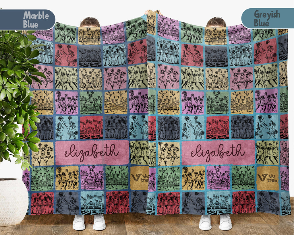 Custom Cheerleading Blanket Personalized Name Throw Cozy Sport Theme Decor Cheerleader Gift Unique Athletic Home Accent