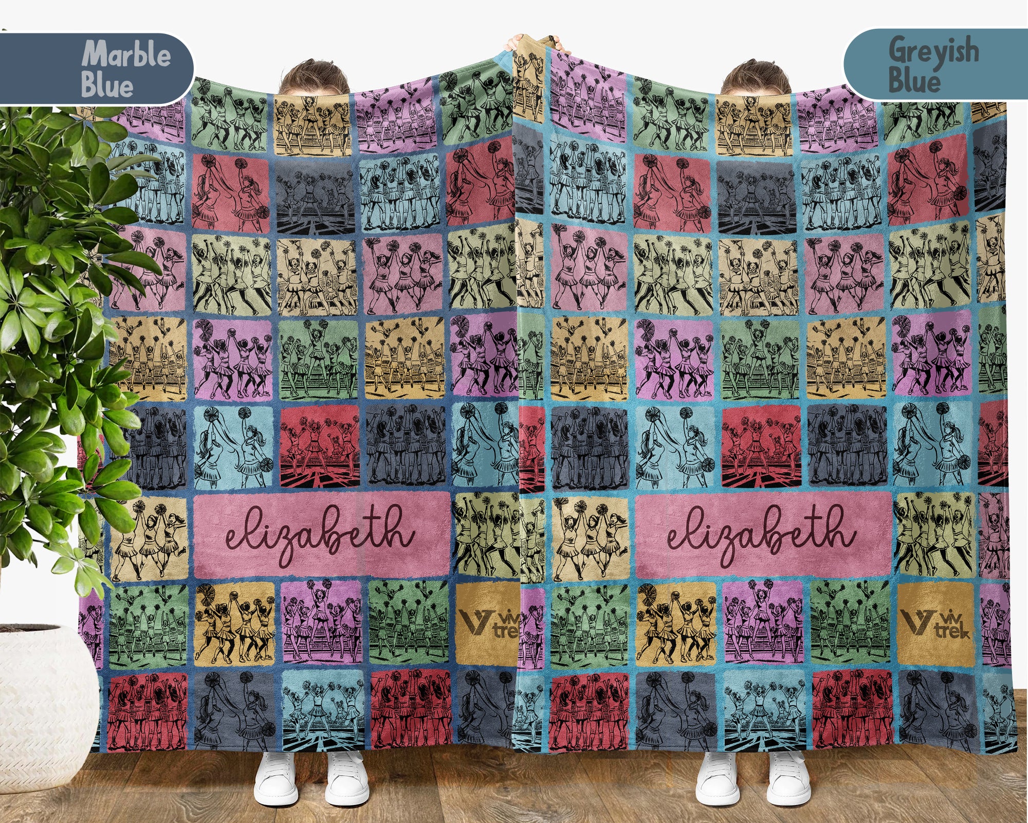 Custom Cheerleading Blanket Personalized Name Throw Cozy Sport Theme Decor Cheerleader Gift Unique Athletic Home Accent