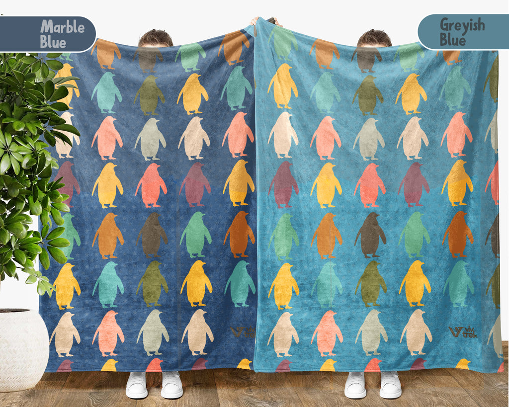 Retro Penguin Blanket Gift Cozy Ocean Animal Throw Soft Kawaii Decor Unique Arctic Inspired Blanket for Wildlife Lovers