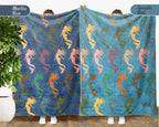 Mermaid Throw Blanket for Girls, Fantasy Ocean Cozy Blanket, Underwater Theme Kids Blanket, Cute Magical Gift for Bedroom