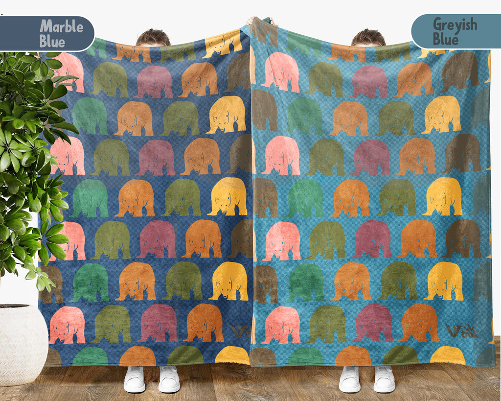Retro Polar Bear Blanket Gift Arctic Wildlife Throw Cozy Bear Lover Blanket Unique Animal Print Home Decor Gift Idea