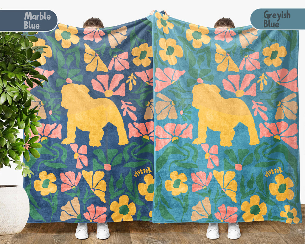 English Bulldog Blanket – Cozy Wildflower Dog Lover Throw