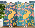 Floral Capybara Blanket – Cozy Wildflower Animal Lover Throw