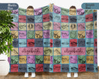 Personalized Name Stingray Blanket, Retro Ocean Animal Throw for Marine Lovers