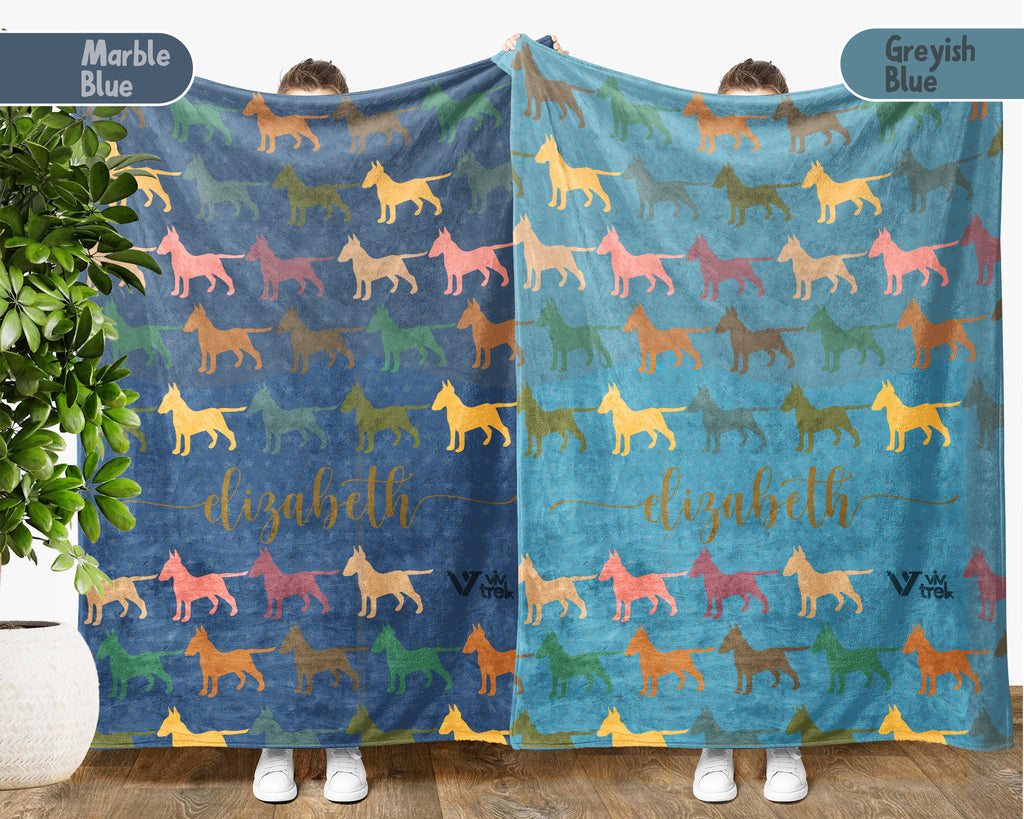 Custom Name Bull Terrier Dog Blanket – Personalized Throw for Pet Lovers