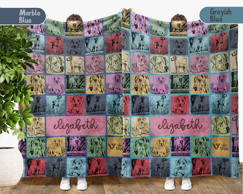 Personalized Great Dane Blanket – Custom Name Cozy Retro Dog Lover Throw
