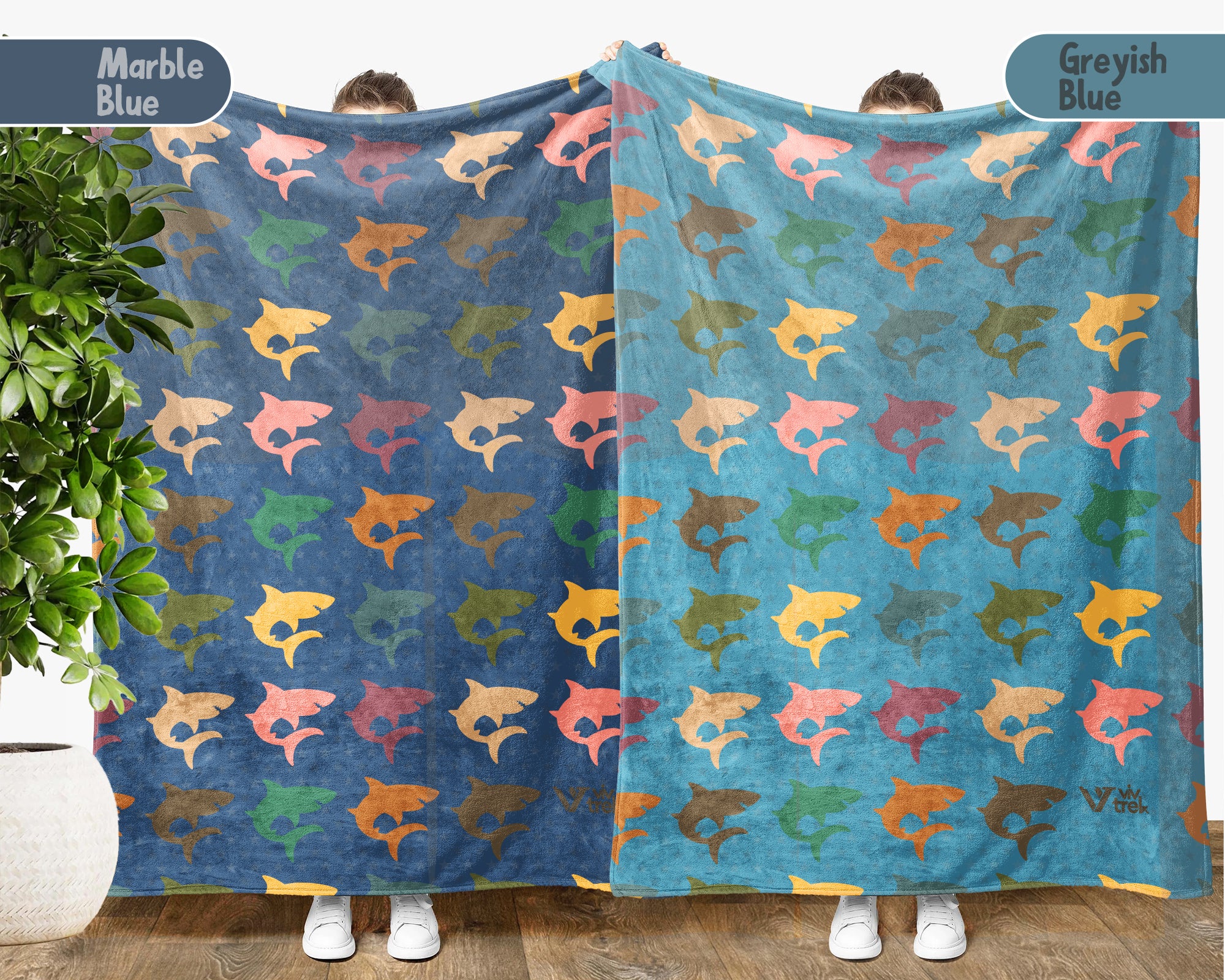 Retro Shark Blanket – Cozy Ocean Throw for Shark Lovers