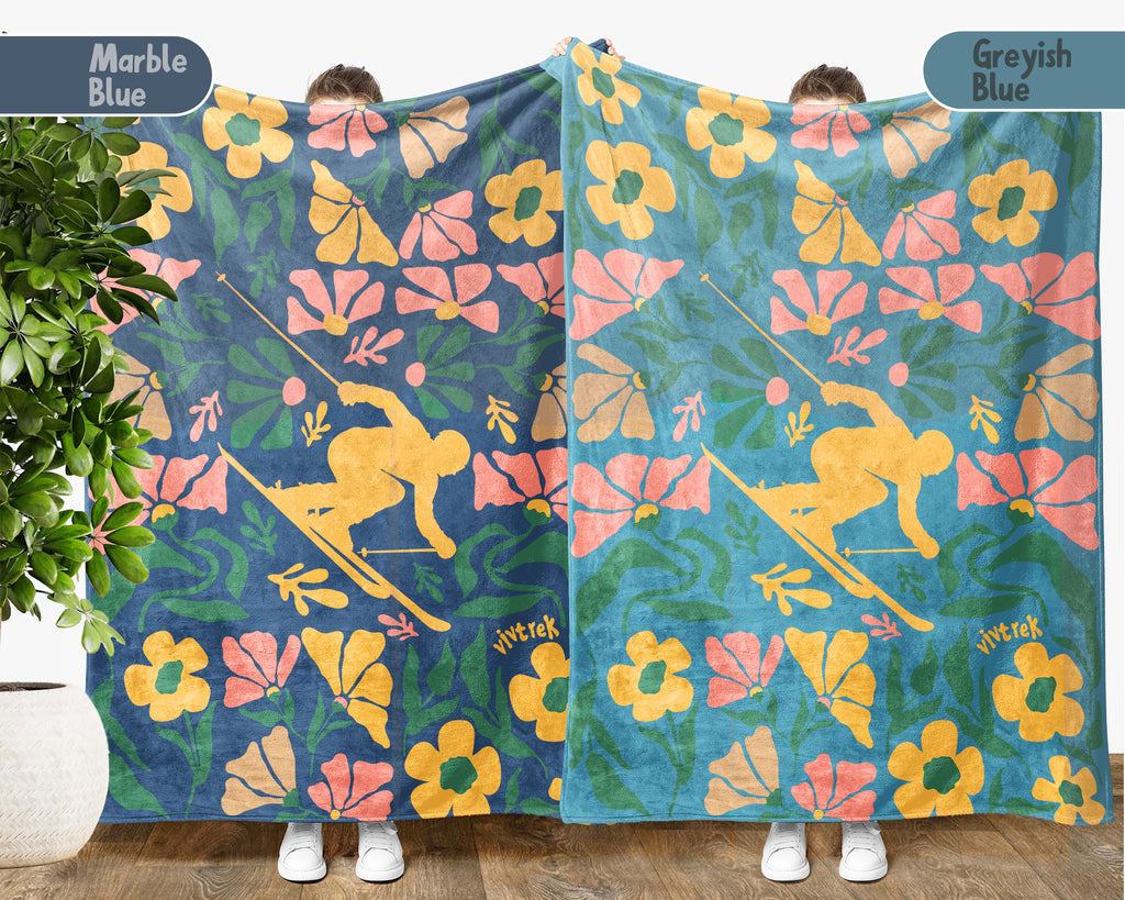 Floral Snowboarding Blanket – Cozy Winter Sports Lover Throw
