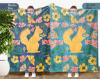 Floral Squirrel Blanket – Cozy Vintage Wildlife Lover Throw