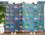 Retro Farming Blanket Gift for Country Lovers, Cozy Tractor Field Throw, Farmhouse Decor Accent for Bedroom and Living Spaces