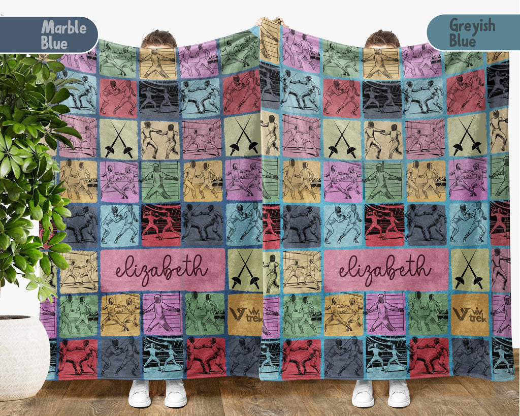 Personalized Fencing Blanket – Custom Name Fencer Sport Throw