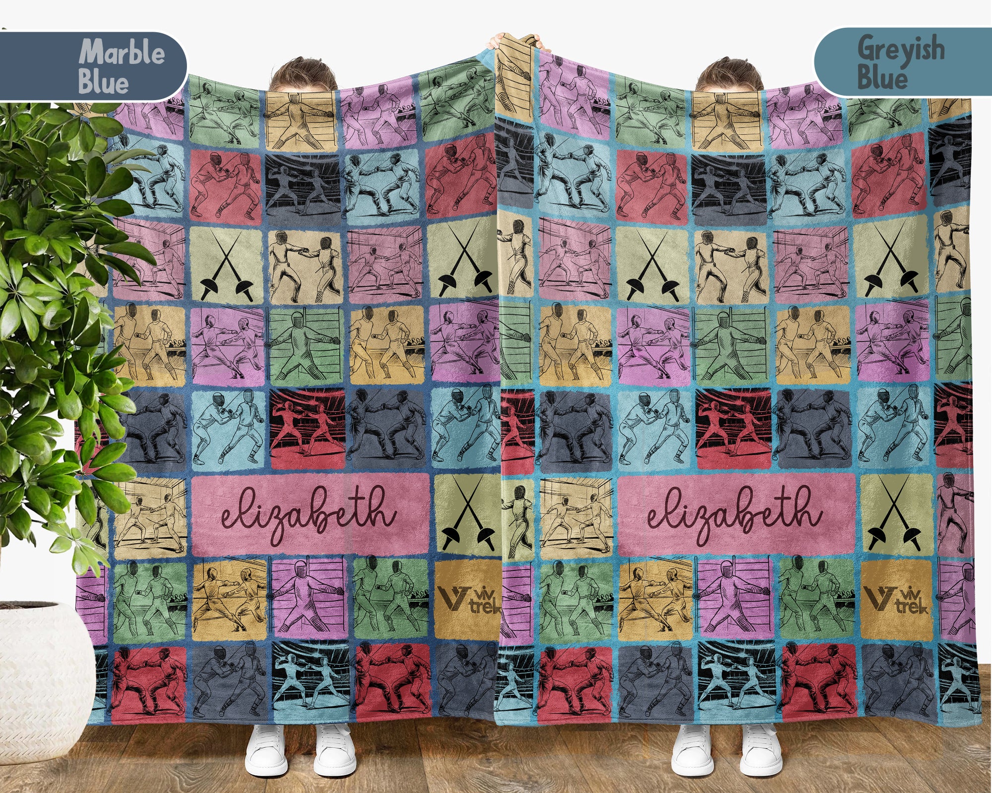 Personalized Fencing Blanket – Custom Name Fencer Sport Throw