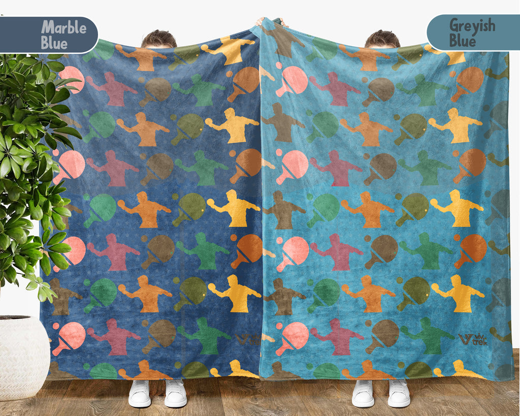 Retro Ping Pong Blanket Cozy Table Tennis Throw Soft Sports Decor Unique Player Gift for Game Lovers