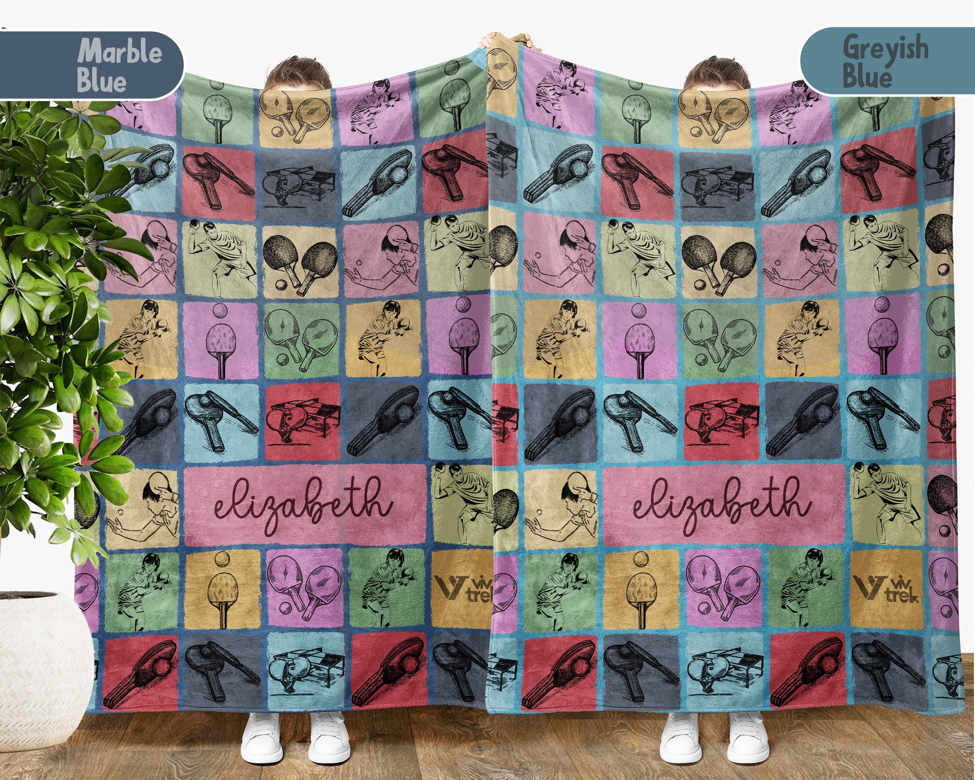 Personalized Table Tennis Blanket Cozy Custom Name Throw Soft Ping Pong Sports Decor Unique Gift for Fans