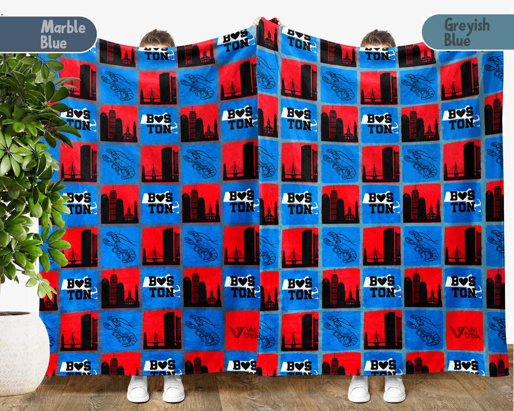 Boston City Map Blanket Throw, Cozy Retro New England Decor, Massachusetts Pride Gift, Historic Boston Sofa Throw Blanket