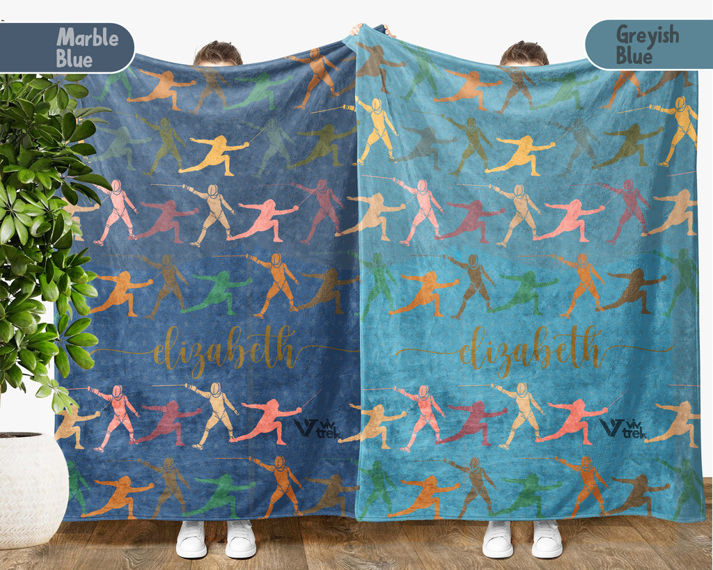 Custom Name Fencer Blanket – Personalized Fencing Lover Throw