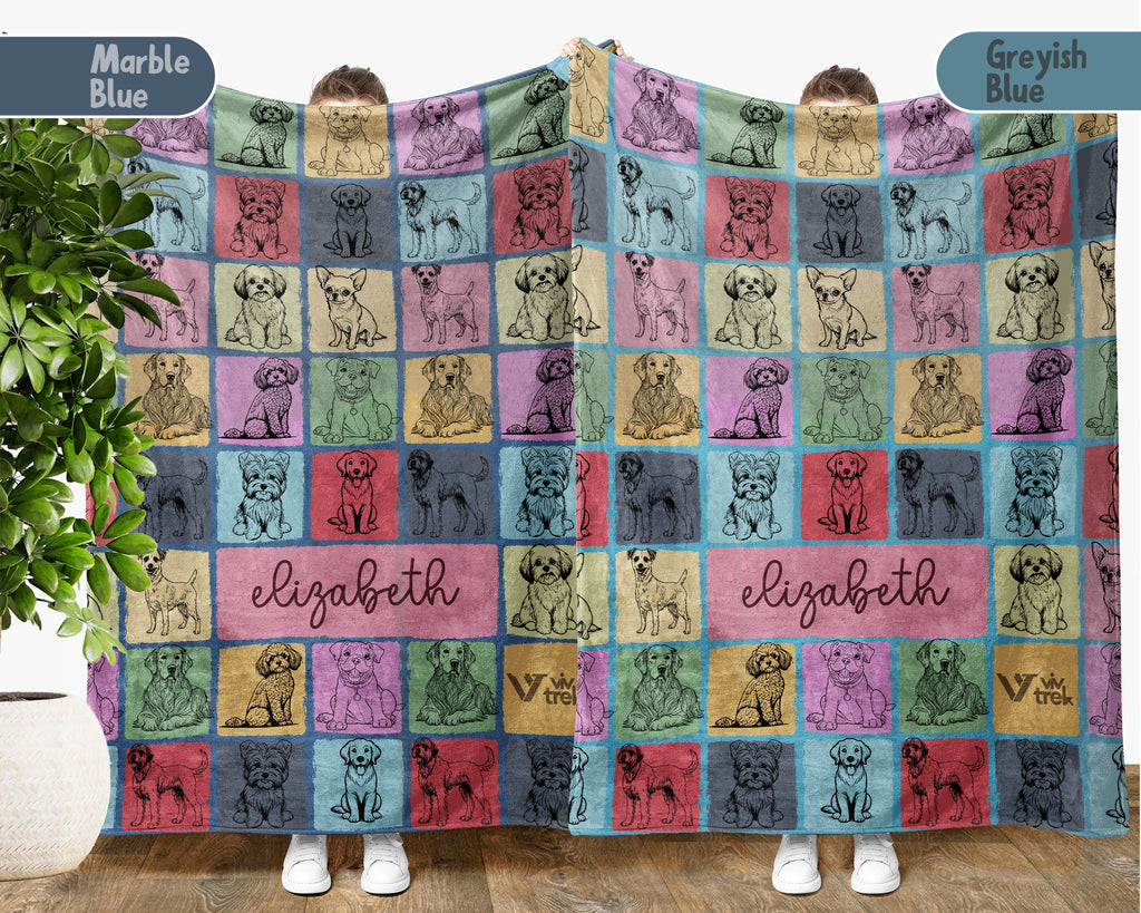Personalized Name Dog Blanket – Cozy Vintage Throw for Dog Lovers