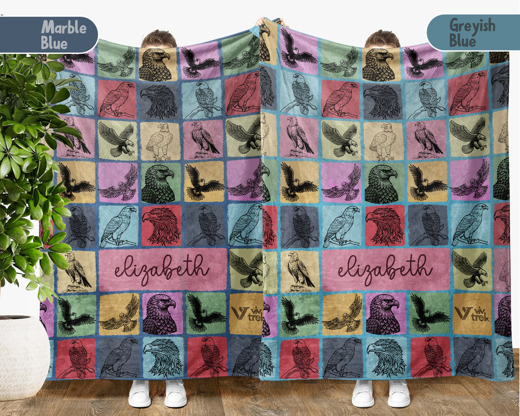 Personalized Name Eagle Blanket – Cozy Vintage Throw for Bird Lovers
