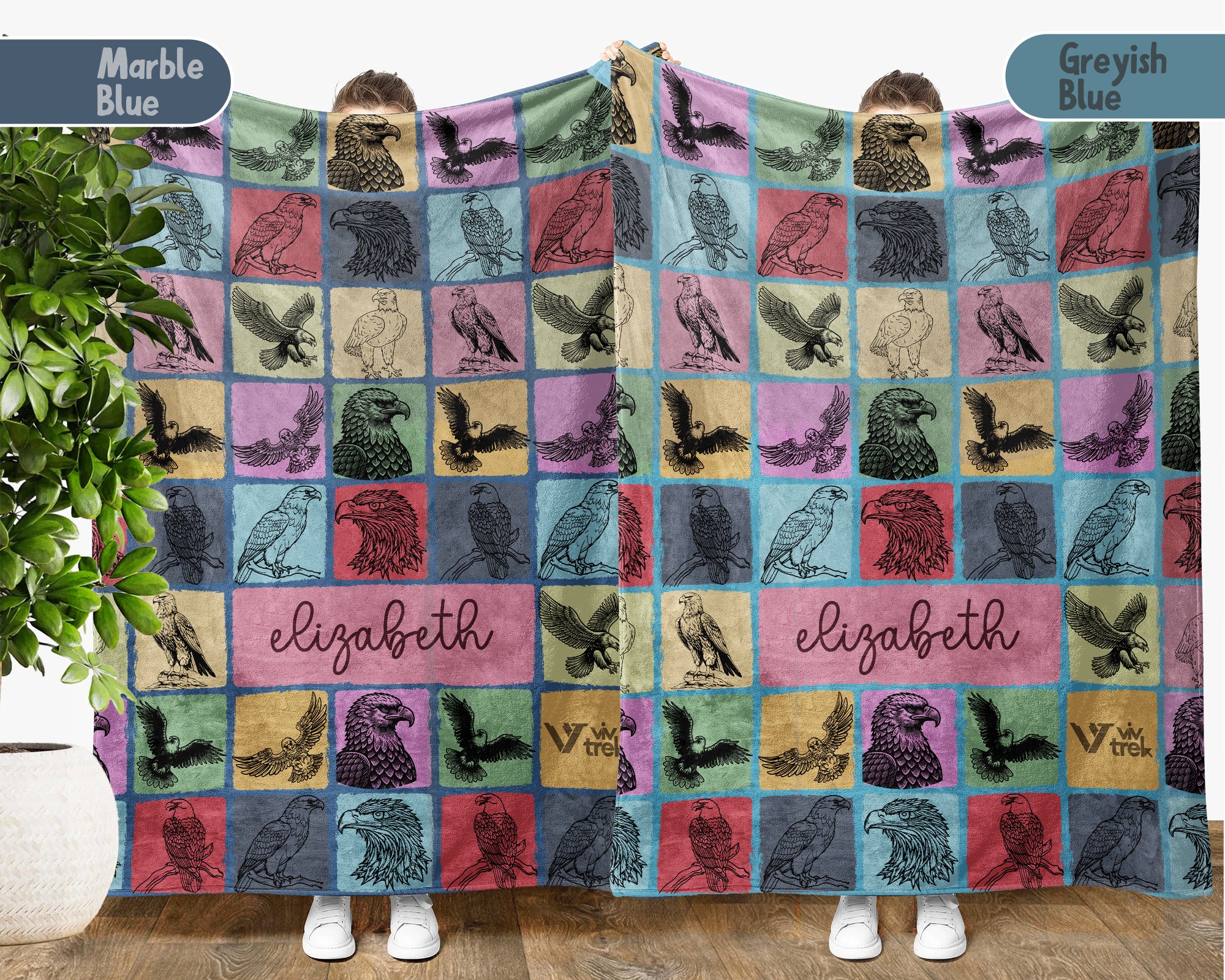 Personalized Name Eagle Blanket – Cozy Vintage Throw for Bird Lovers