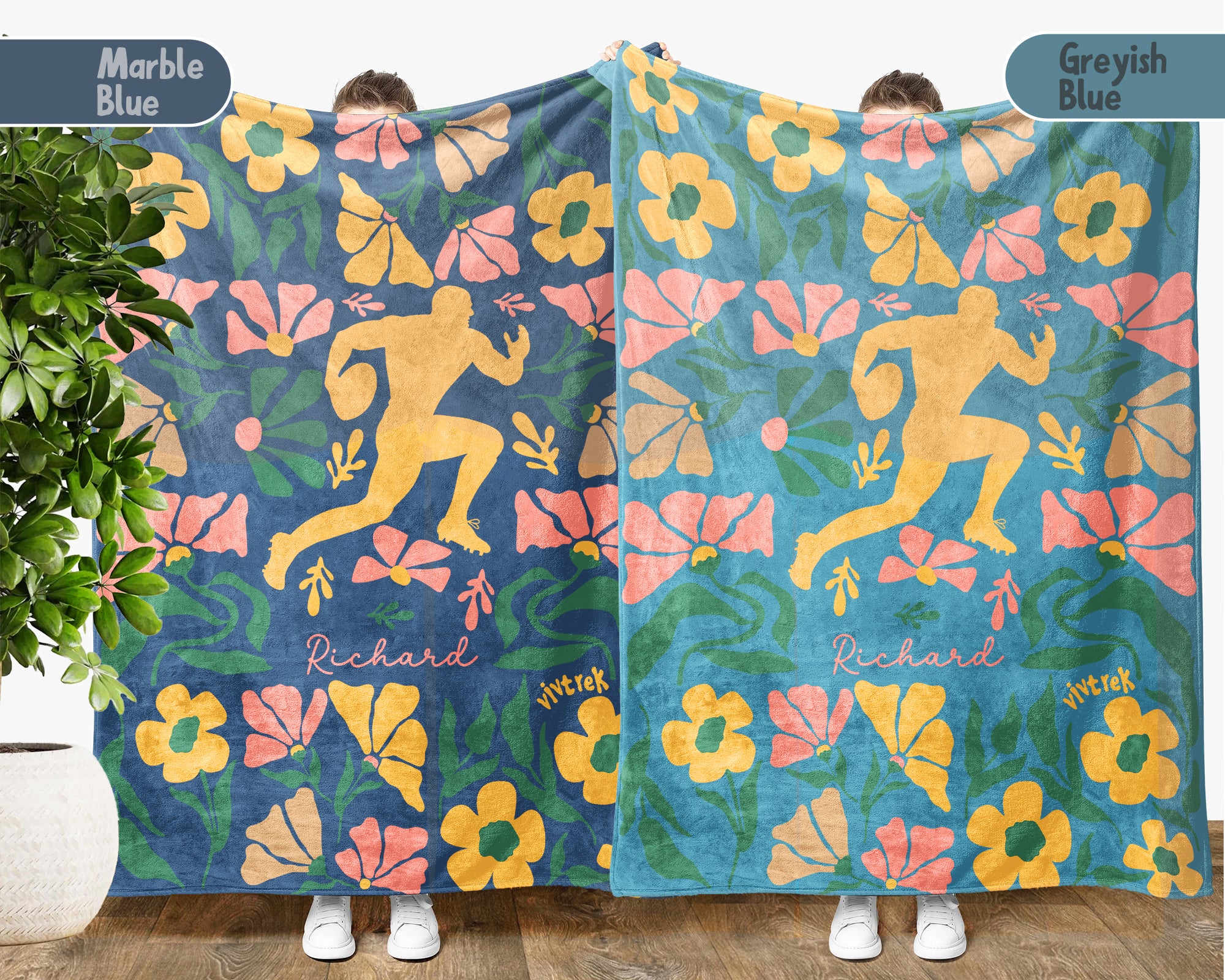 Custom Name Rugby Player Blanket with Personalized, Cozy Rugby Throw Gift for Kids Teens Adults, Perfect Birthday Sports Present