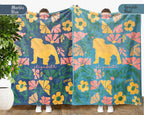 Personalized Floral English Bulldog Blanket, Custom Name Wildflower Dog Throw, Cozy Retro Bulldog Gift for Pet Lovers and Home Decor
