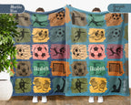 Custom Soccer Blanket, Retro Personalized Name Soccer Throw for Boys and Girls, Unique Soccer Lover Gift, Cozy Sports Blanket