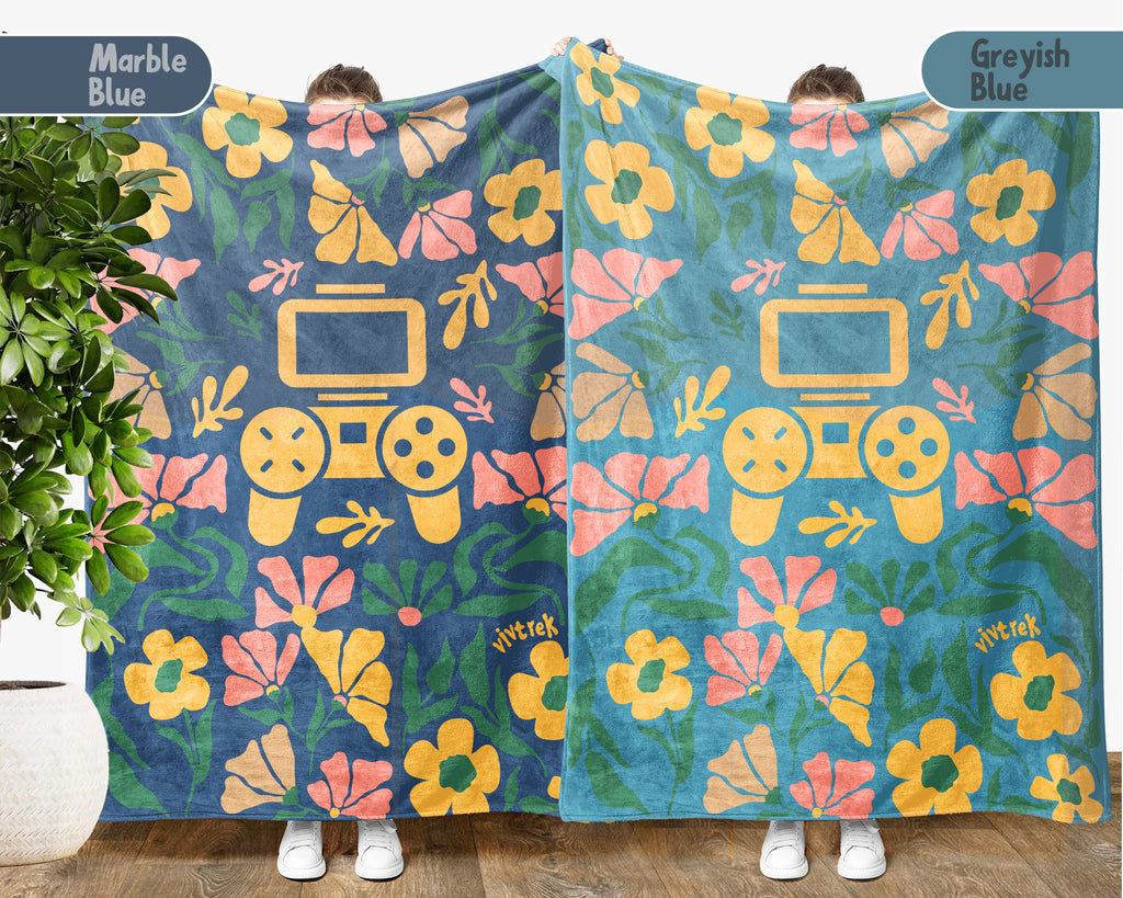 Floral Video Gaming Blanket – Cozy Gamer Throw for Kids, Teens & Adults