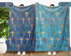 Retro Christian Faith Blanket, Jesus Lover Throw, Inspirational Religious Cozy Blanket, Bible Verse Home Decor Gift for Family