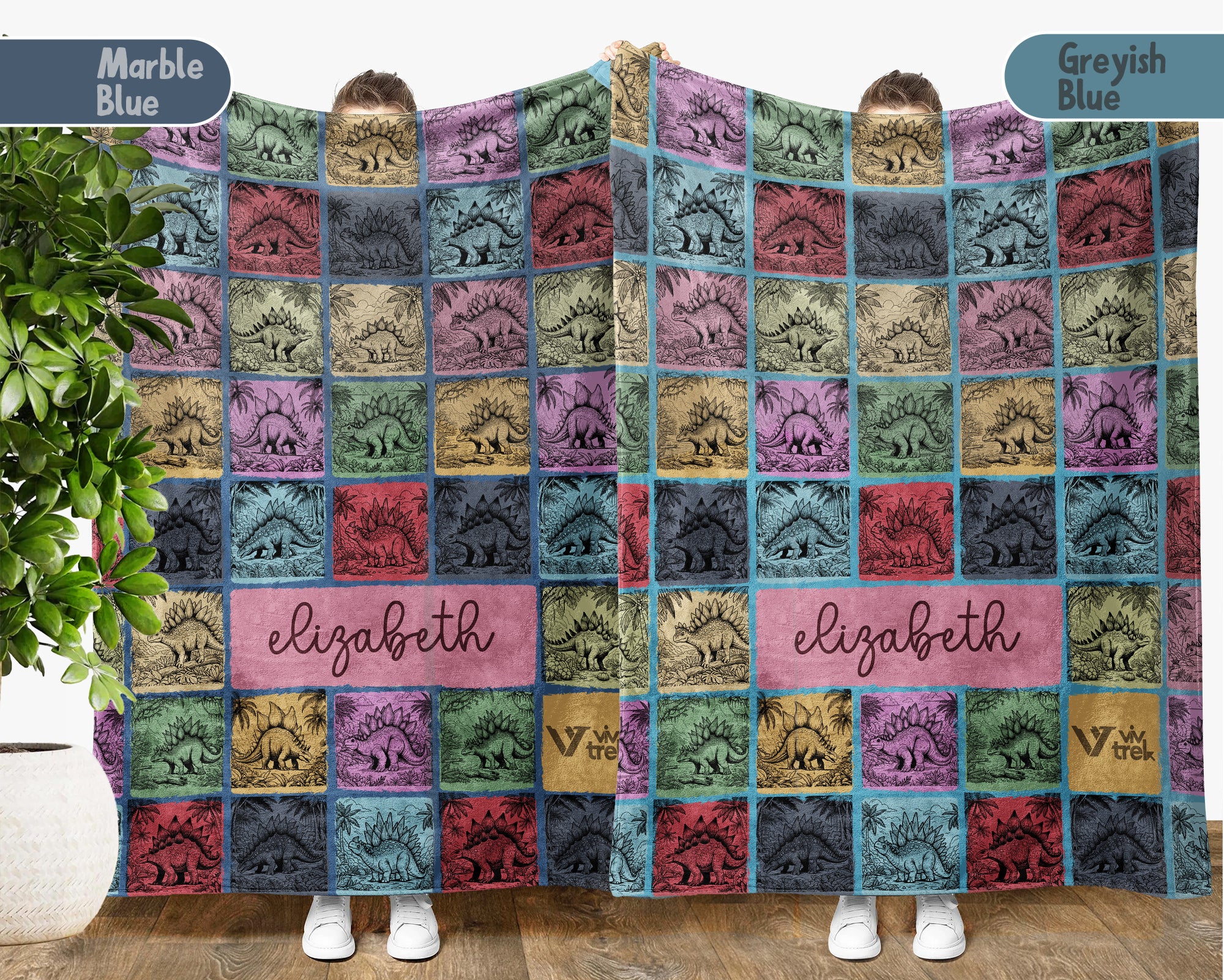Custom Stegosaurus Blanket Personalized Name Retro Dino Throw Cozy Prehistoric Animal Decor Unique Paleontology Gift